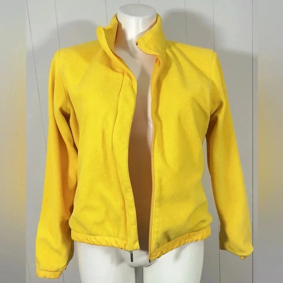 Vintage 2002 Tommy Hilfiger L Women Yellow Jacket Full Zip Windbreaker Fleece - Picture 8 of 16